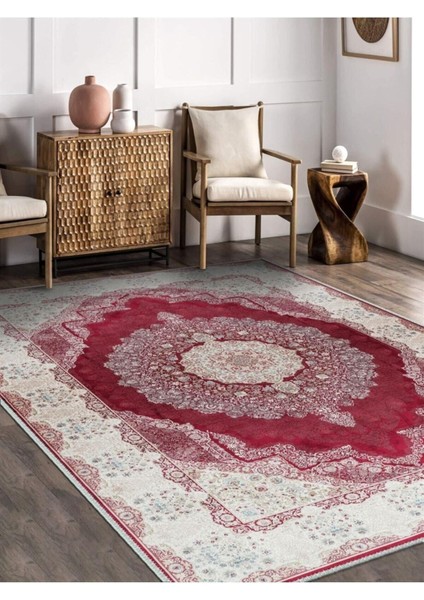 Wintage Eskitme Desenli Halı, Dokuma Taban Dekoratif Şönil KS-DKM-103