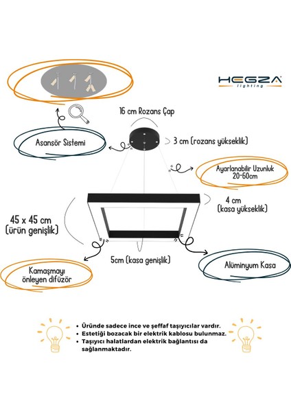 Quattro ( Siyah Kasa, Doğal Beyaz Işık ) Modern LED Avize, Salon, Mutfak, Oturma Yatak Odası Sarkıt fiyatları