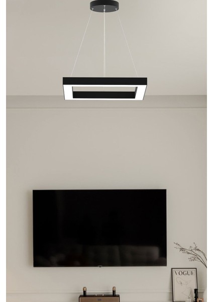 Quattro ( Siyah Kasa, Doğal Beyaz Işık ) Modern LED Avize, Salon, Mutfak, Oturma Yatak Odası Sarkıt modelleri