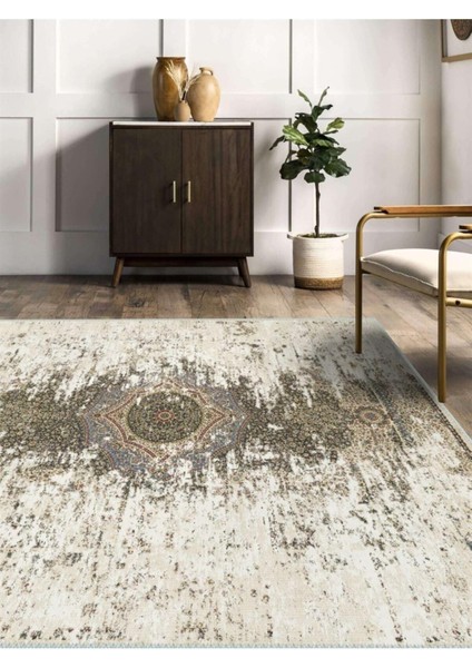 Wintage Eskitme Desenli Halı, Dokuma Taban Dekoratif Şönil KS-DKM-102