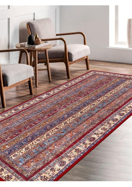 Renkli Kilim Desenli Halı, Dokuma Taban Dekoratif Şönil KS-DKM-110