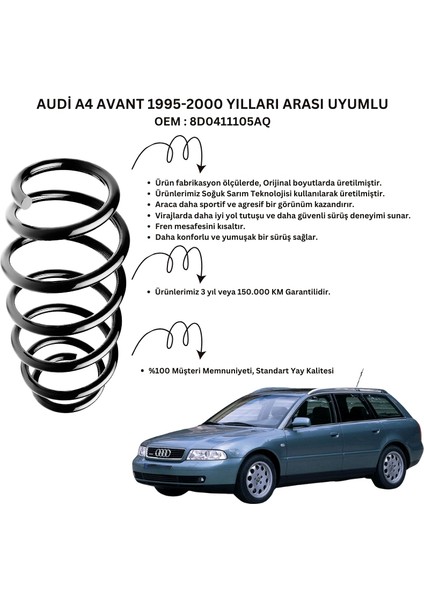 Audi A4 Avant (1995-2001) Uyumlu Standart Yay ST102005F - Ön Helezon Yay Takımı - 2 Adet