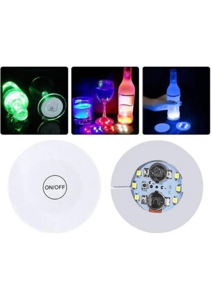 Parti LED Şişe Bardak Etiketi 6 cm 6 Led’li 7 Renk + Renk Döngüsü