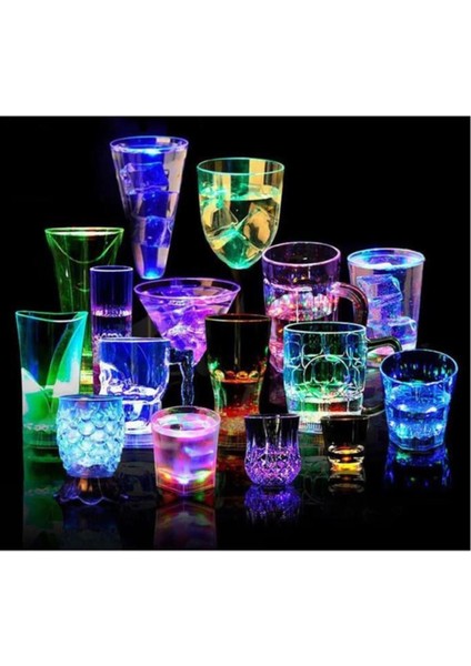 Parti LED Şişe Bardak Etiketi 6 cm 6 Led’li 7 Renk + Renk Döngüsü