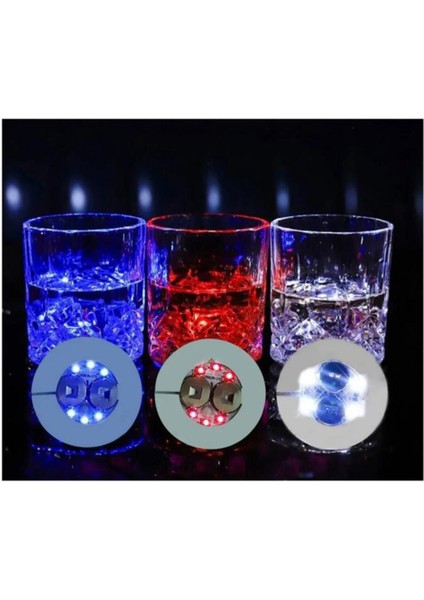 Parti LED Şişe Bardak Etiketi 6 cm 6 Led’li 7 Renk + Renk Döngüsü