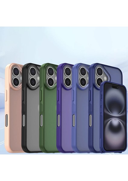 Apple iPhone 16 Kılıf Elegant Kapak - Pudra Glstd