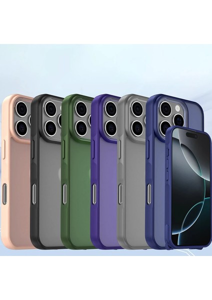 Apple iPhone 16 Pro Kılıf Elegant Kapak - Pudra Glstd