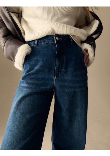 Yüksek Bel Wide Leg Jean Pantolon fiyatları