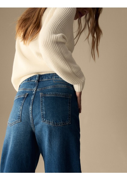 Yüksek Bel Wide Leg Jean Pantolon fırsatları