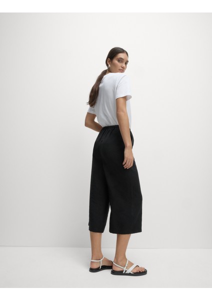 Lyocell Wide Leg Crop Pantolon