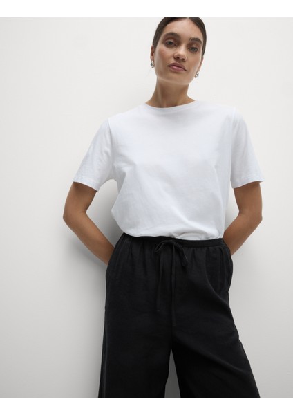Lyocell Wide Leg Crop Pantolon