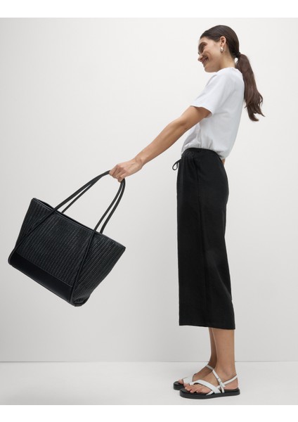 Lyocell Wide Leg Crop Pantolon
