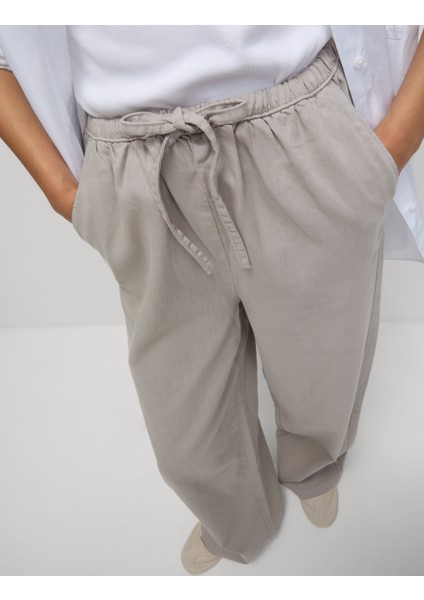 Denim Büzgülü Wide Leg Pantolon fiyatları