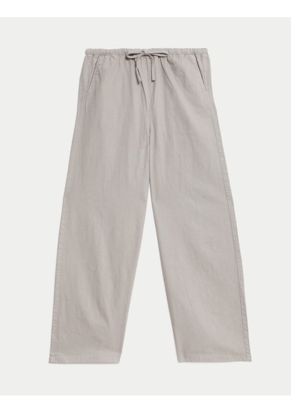 Denim Büzgülü Wide Leg Pantolon indirimleri