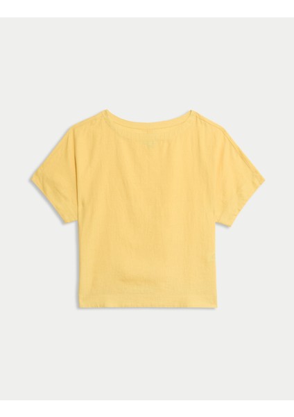 Saf Keten Rahat T-Shirt fiyatları