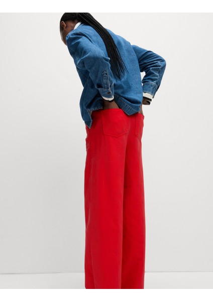 Denim Büzgülü Wide Leg Pantolon indirimleri