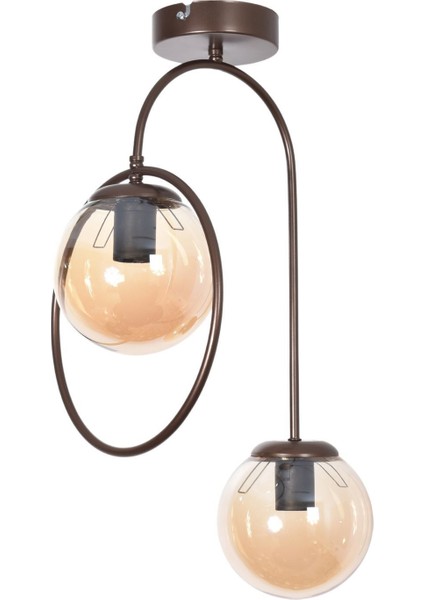 Bali Modern Salon - Mutfak - Yatak Odası - Hol Kahverengi Renk Gövde Bal Cam 2 Li Avize fiyatları