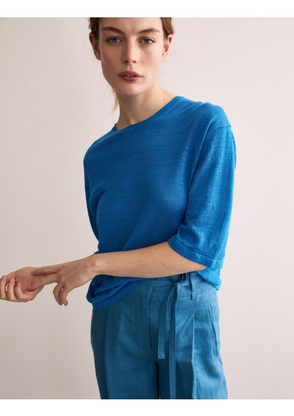 Saf Keten Dokulu T-Shirt modelleri