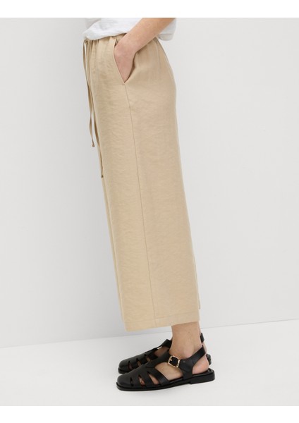 Lyocell Wide Leg Crop Pantolon