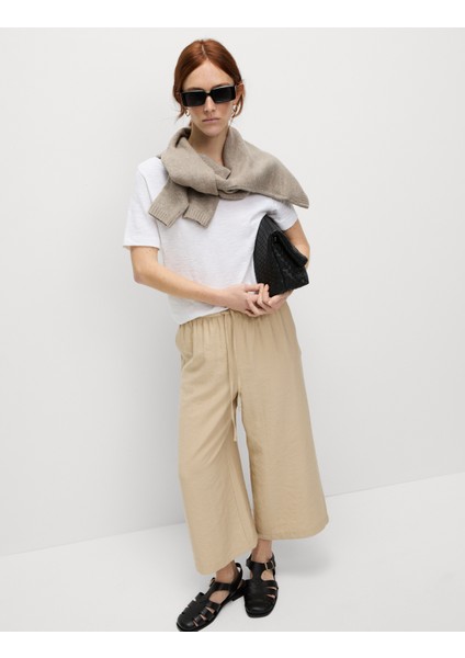 Lyocell Wide Leg Crop Pantolon