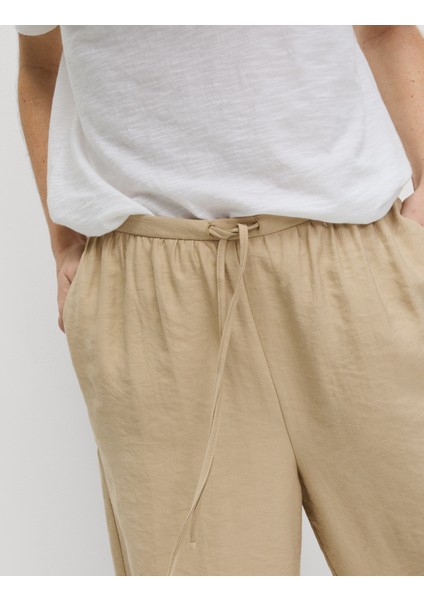 Lyocell Wide Leg Crop Pantolon