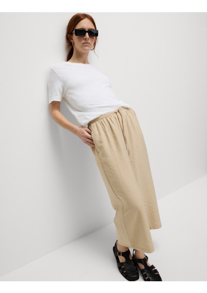 Lyocell Wide Leg Crop Pantolon