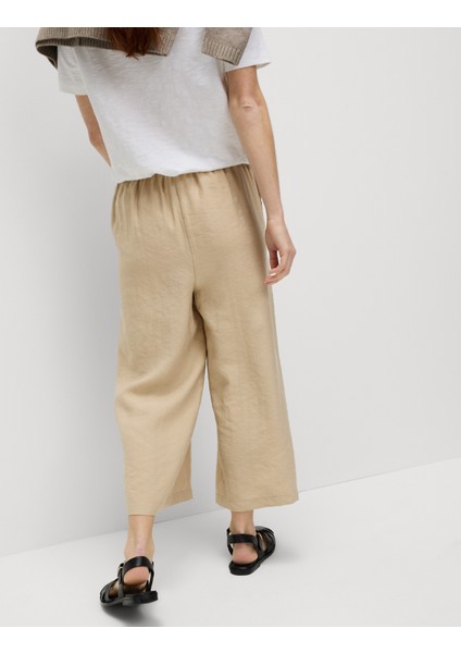 Lyocell Wide Leg Crop Pantolon