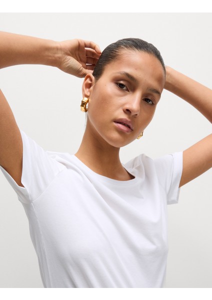 2'li Saf Pamuklu Bisiklet Yaka Regular Fit T-Shirt modelleri