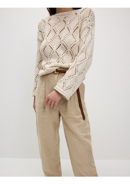 Saf Keten Tapered Pantolon fırsatları