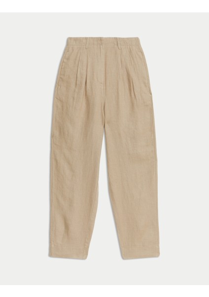 Saf Keten Tapered Pantolon indirimleri