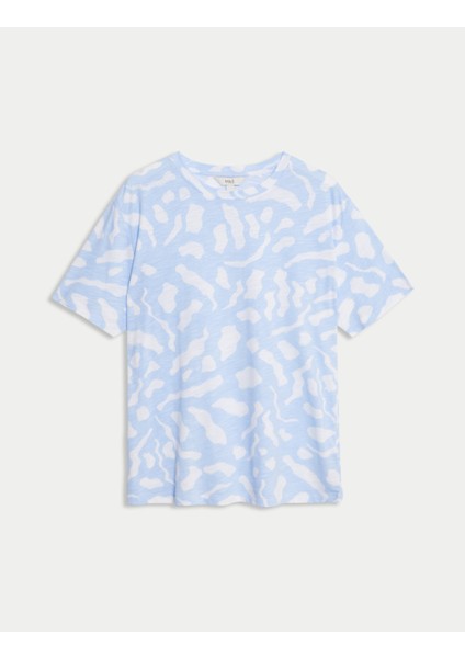 Pamuklu Desenli Kısa Kollu T-Shirt fiyatları