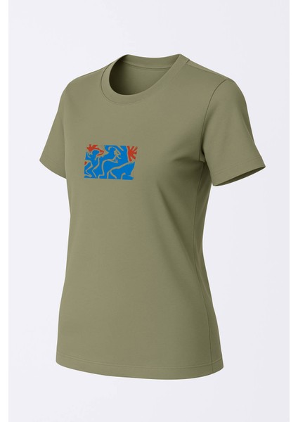 Mavi-Kırmızı Kova Baskı Mint Yeşili Kadın T-Shirt Model 4 fiyatları