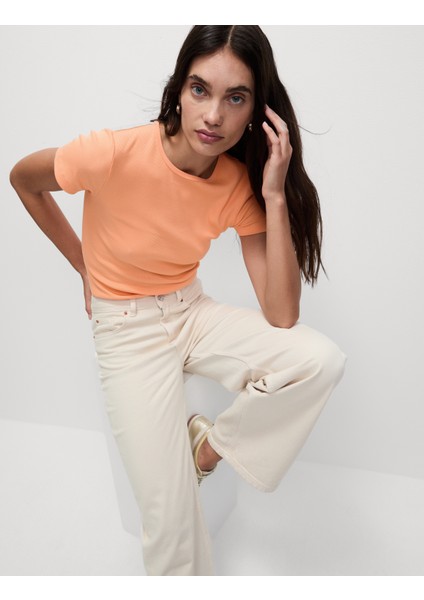 Pamuklu Nervürlü Slim Fit T-Shirt fiyatları