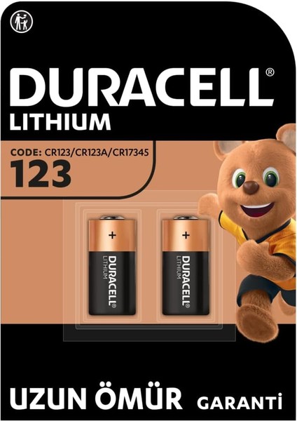 CR123 Yüksek Güçlü Lityum Pil (2 Li Paket) 3V (CR123A / CR17345) - Uzun Kullanım Ömrü - Kameralarda, Duman Dedektörlerinde Kullanım Için - 10 Yıl Depolama Ömrü Garantisi - Sızıntı Önleme