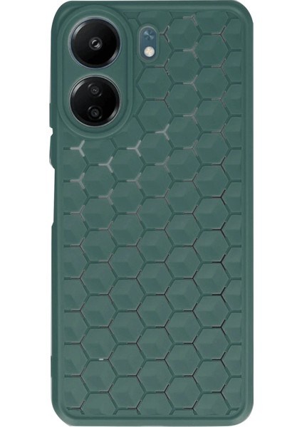 Xiaomi Redmi 13C Kılıf Petek Silikon Kapak - Koyu Yeşil Glstd