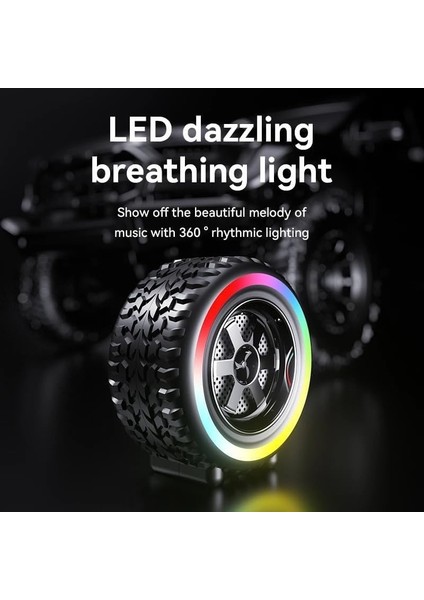 LED Taşınabilir Mini Kablosuz Bt Lastik Hoparlör, Kablosuz Mavi Diş Taşınabilir Hafif Süper Kompakt Seyahat Hoparlör, Toz Geçirmez Oyun Odası Aksesuarları