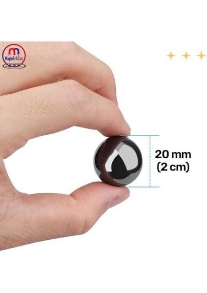 Top, Manyetik Topu, Ø20 mm Mıknatısı, Küre Mıknatıs (10 Adet)