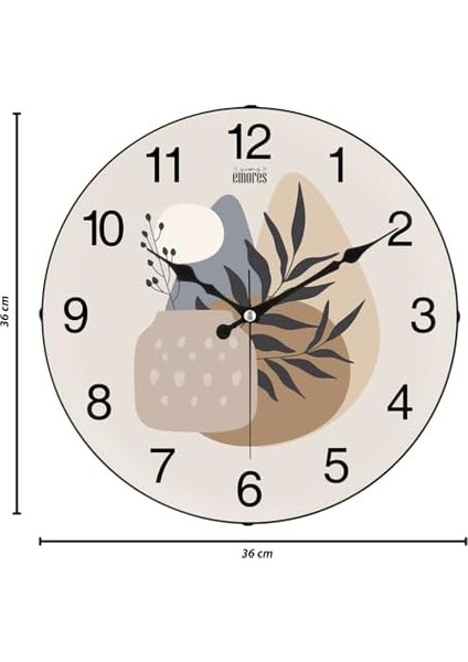 36 cm Gerçek Cam Sessiz Mekanizma Duvar Saati