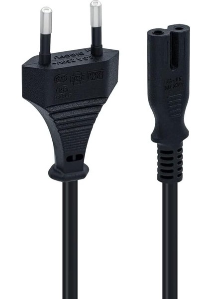 Elektronik Universal 2pin Güç Kablosu, Ps3 / Ps4 / Ps5 / Xbox Series S-X Uyumlu Güç Kablosu 1.5 Metre 2pin Güç Kablosu Projeksiyon - Monitör - Tv
