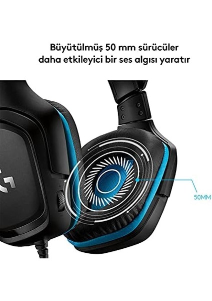 G G432 Kablolu Oyuncu Kulaklığı, 7.1 Surround Ses, Dts Kulaklık: x 2.0, 6mm Mikrofon, Windows, Mac, Nintendo Switch, Ps4, Xbox One, Tablet ve Mobil Cihazlarla Uyumluluk, Siyah
