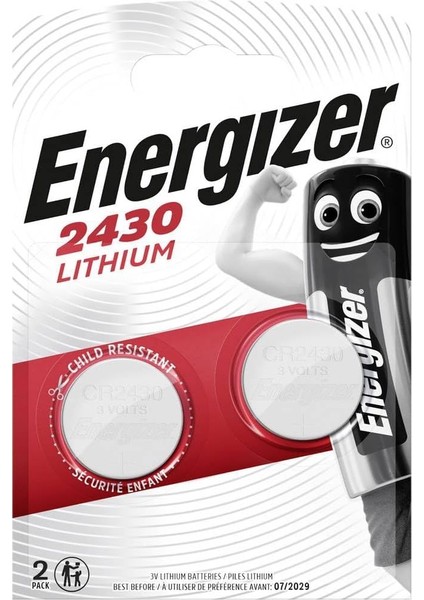 Lithium CR2430 2'li Pil, Krom/siyah/kırmızı