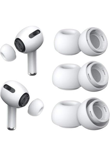 Airpods Pro 2.nesil Için Kulaklık Uçları - 6 Set (Xs/s/l) [airpods Pro 2. Nesil ile Uyumlu Kılıf - Beyaz]
