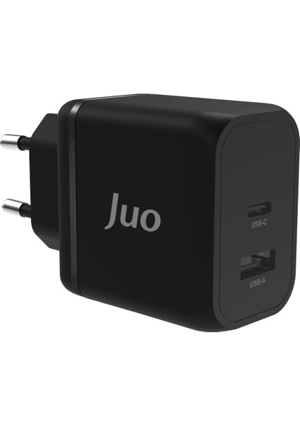 45W Gan Usb-C + Usb-A Şarj Aleti iPhone & iPad & Macbook & Samsung Uyumlu Pd Type-C Hızlı Şarj Cihazı Siyah