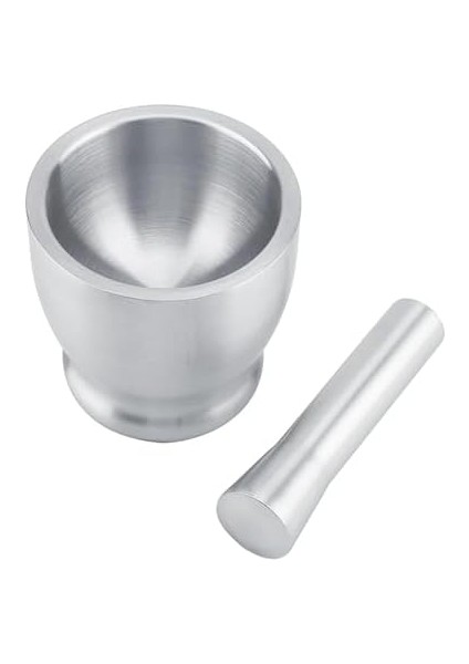 304 Paslanmaz Çelik Havan Seti - Kaymaz Tabanlı,sarımsak Ezici, Baharat ve Ot Öğütücü, Profesyonel Mutfak Gereci, Kolay Temizlenebilir Ergonomik Tasarım (Ø 12,5 Cm)