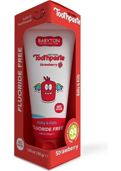 Babyton Organik Doğal Çilek Aromalı diş macunu 50 gr