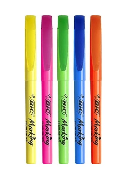 Intensity Marking Highlighter Fosforlu Kalem 5'li Blister Karışık Renkler, Floresan Su Bazlı Mürekkep