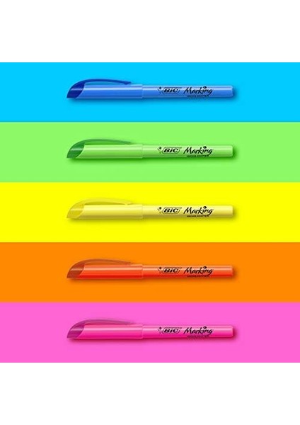 Intensity Marking Highlighter Fosforlu Kalem 5'li Blister Karışık Renkler, Floresan Su Bazlı Mürekkep