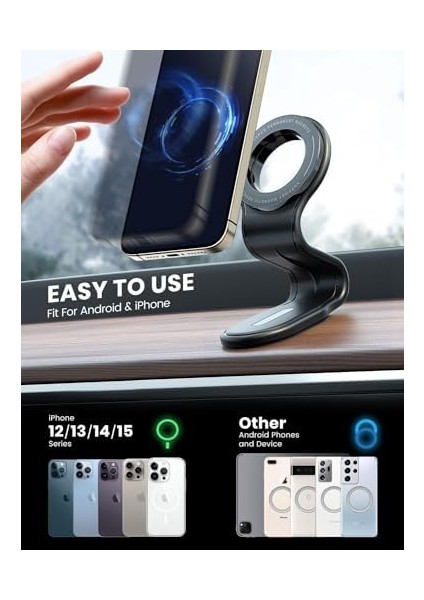 11-12-13-14-15-15 Plus-15 Pro Max Uyumlu Manyetik Mıknatıslı Araç Içi Telefon Tutucu