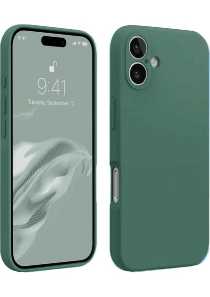 Apple iPhone 16 Kılıf First Silikon - Koyu Yeşil Glstd