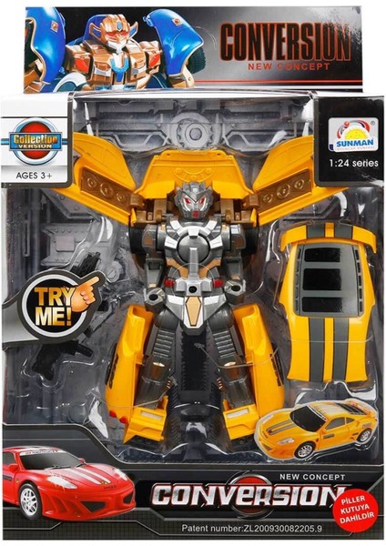 1:24 Sesli ve Işıklı Dönüşebilen Robot 22 cm